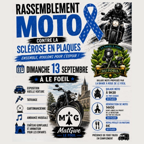 Rassemblement de motos contre la sclérose en plaques à Le Fœil