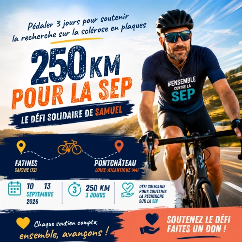 Contre la SEP, Samuel relève un défi de 250 km à vélo en 3 jours !